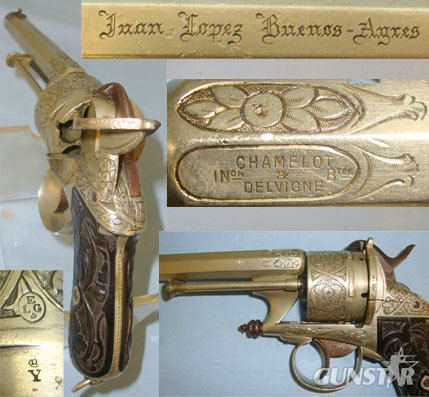  Liege Belgium Proofed French CHAMELOT & DELVIGNE “ German Silver Framed 12mm Pin Fire Obsolete Calibre 6 Shot 12 mm Revolver