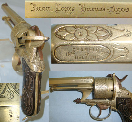  Liege Belgium Proofed French CHAMELOT & DELVIGNE “ German Silver Framed 12mm Pin Fire Obsolete Calibre 6 Shot 12 mm Revolver