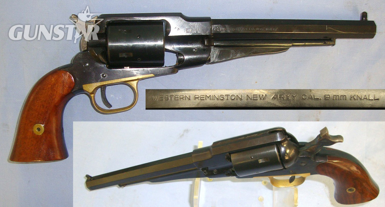MINT**BLANK FIRER**Pietta Western Remington New Army 9mm Calibre Single Action Revolver. Sn 23484:122 blank firer - Blank Firing in 