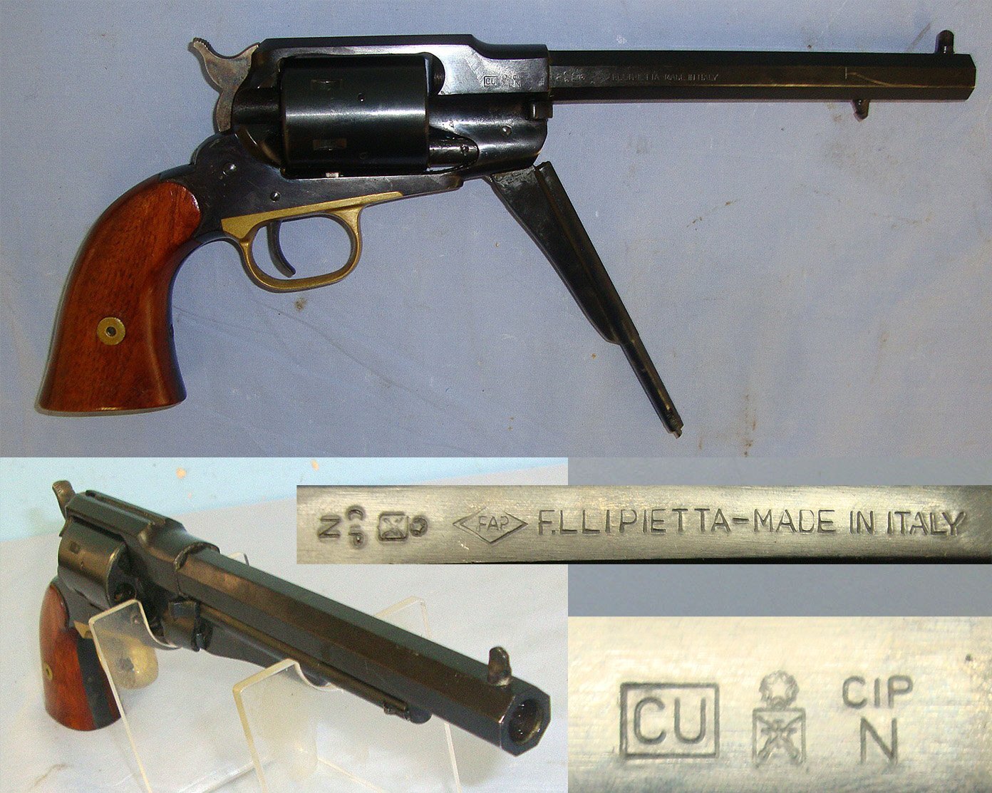 MINT**BLANK FIRER**Pietta Western Remington New Army 9mm Calibre Single Action Revolver. Sn 23484:122 blank firer - Blank Firing