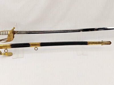 Victorian British Royal Navy 1827 Pattern Sword By Goldman Of Portsea With Scabbard And Knot Sword