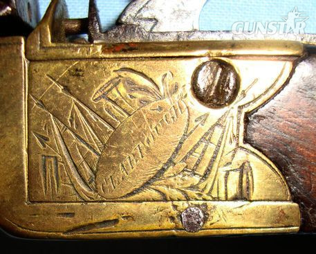  J.P. Clabrough English, Brass Framed Flintlock Pocket Pistol With Screw Off Barrel  Muzzleloader