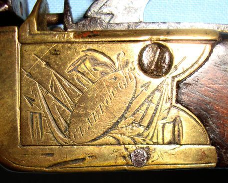  J.P. Clabrough English, Brass Framed Flintlock Pocket Pistol With Screw Off Barrel  Muzzleloader