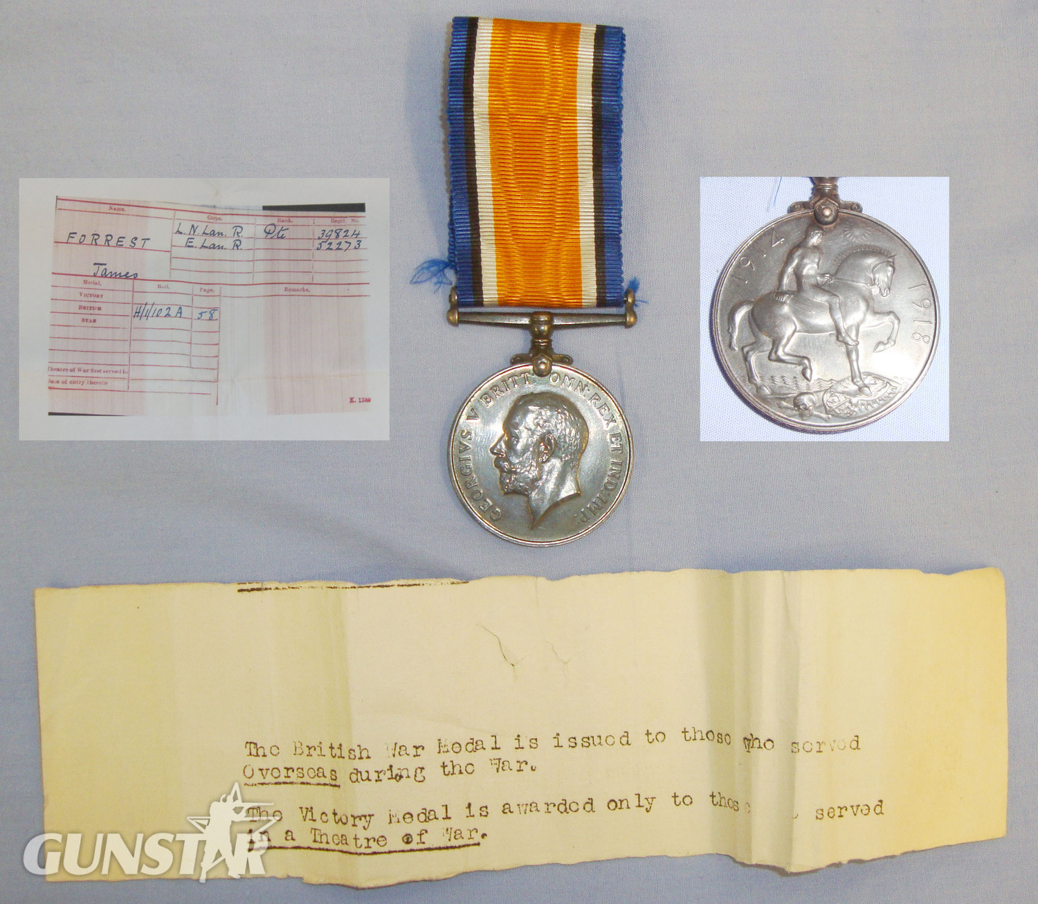 WWI British War Medal To Private James Forrest 39824 Of The Loyal North Lancashire Regiment. M 125. WWI British War Medal To Private James Forrest 39824 Of The Loyal North Lancashire Regiment. M 125. Antique & Militaria in 