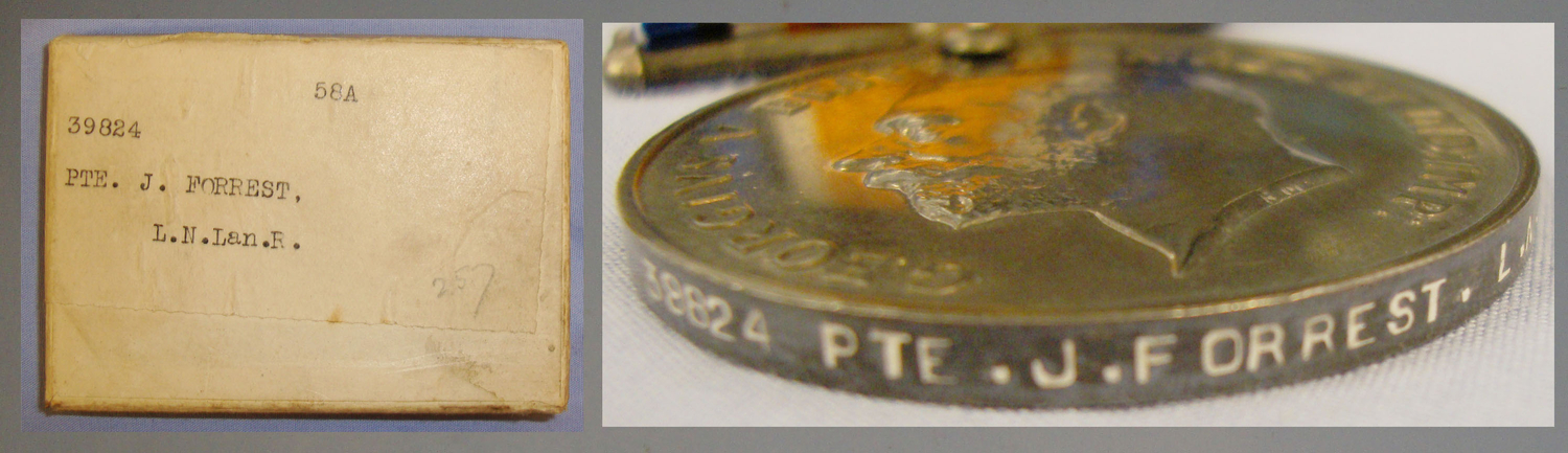  WWI British War Medal To Private James Forrest 39824 Of The Loyal North Lancashire Regiment. M 125. WWI British War Medal To Private James Forrest 39824 Of The Loyal North Lancashire Regiment. M 125. Antique & Militaria