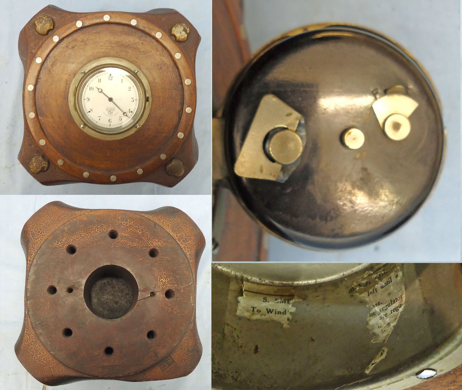 Original, WW1 Era Airco DH6 Aircraft Teak Propeller Boss / Hub (4 Blade) Fitted With A Period Smiths Cricklewood Works Aircraft Clock. - MISC 1006 Original, WW1 Era Airco DH6 Aircraft Teak Propeller Boss / Hub (4 Blade) Fitted With A Period Smiths Cricklewood Works Aircraft Clock. - MISC 1006 Antique & Militaria