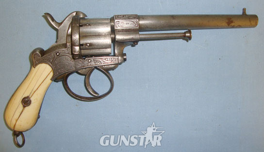 Lefaucheux Burnished Steel Framed 9mm Pin Fire Obsolete Calibre 6 Shot Double Action Revolv 9mm Revolver in 