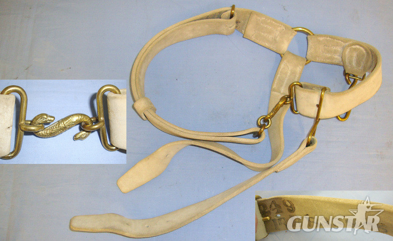 Victorian Boer War Era British Infantry Other Ranks Buff Leather Belt With Brass ‘Snake’ Buckle & Hanger Straps.  Other Accessory in 
