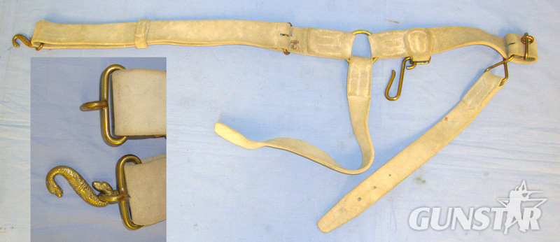 Victorian Boer War Era British Infantry Other Ranks Buff Leather Belt With Brass ‘Snake’ Buckle & Hanger Straps.  Other Accessory