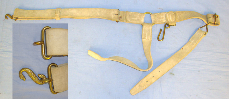 Victorian Boer War Era British Infantry Other Ranks Buff Leather Belt With Brass ‘Snake’ Buckle & Hanger Straps.  Other Accessory