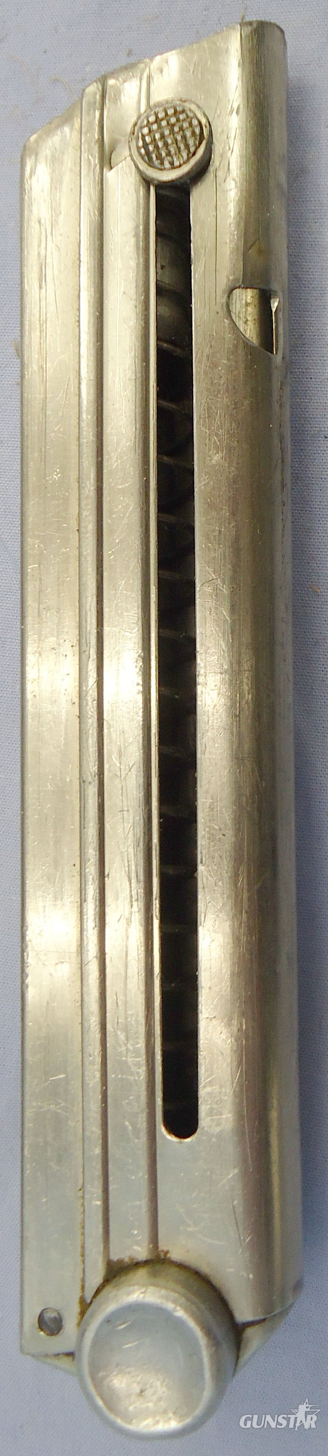 WWII Era Nazi German 8 Round Magazine with Correct Alloy Butt for the Luger P08 9mm Parabellum Semi Automatic Pistol. Sn - 23120 WWII Era Nazi German 8 Round Magazine with Correct Alloy Butt for the Luger P08 9mm Parabellum Semi Automatic Pistol. Sn - 23120 Magazine in 