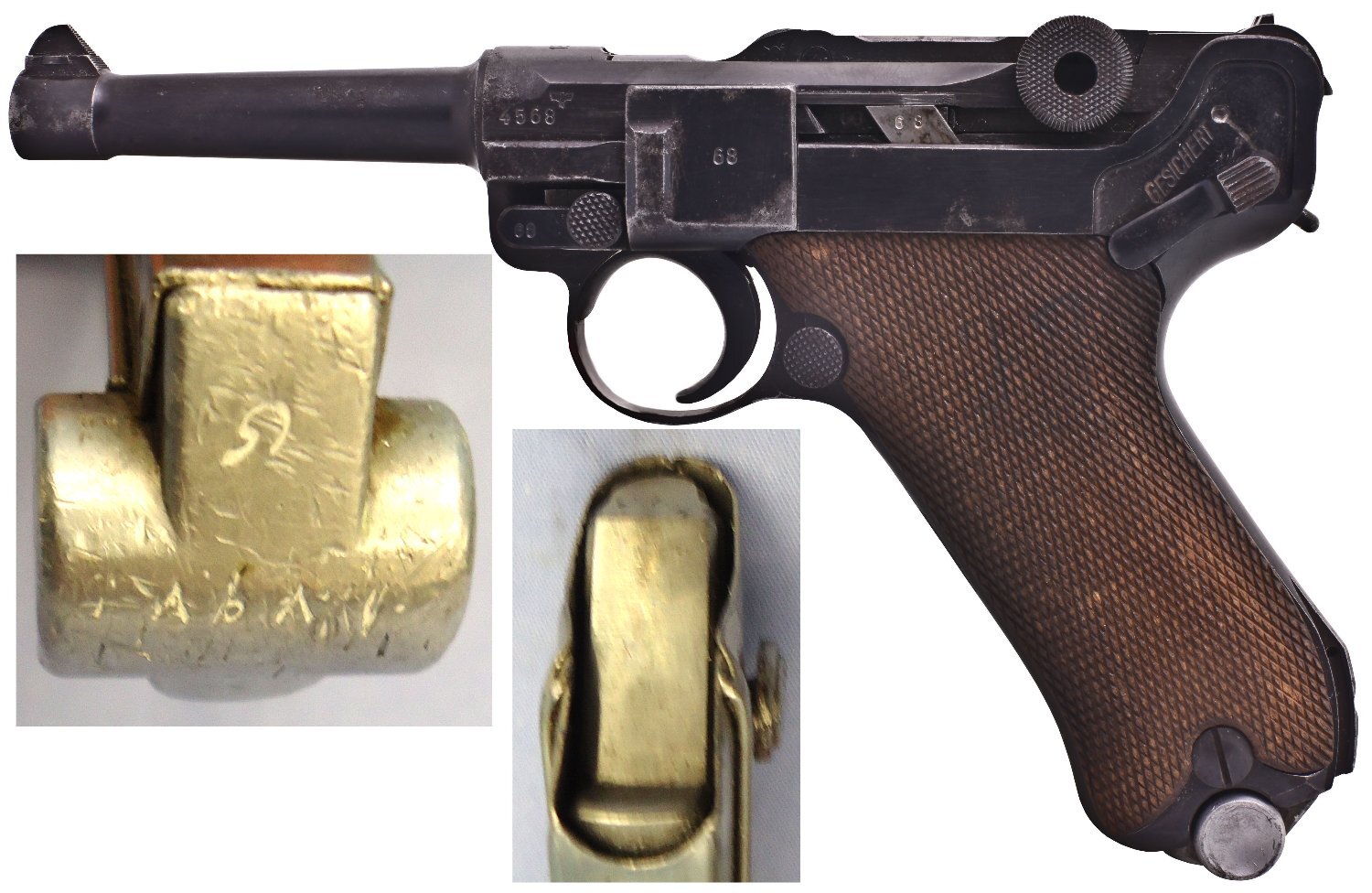 WWII Era Nazi German 8 Round Magazine with Correct Alloy Butt for the Luger P08 9mm Parabellum Semi Automatic Pistol. Sn - 23120 WWII Era Nazi German 8 Round Magazine with Correct Alloy Butt for the Luger P08 9mm Parabellum Semi Automatic Pistol. Sn - 23120 Magazine