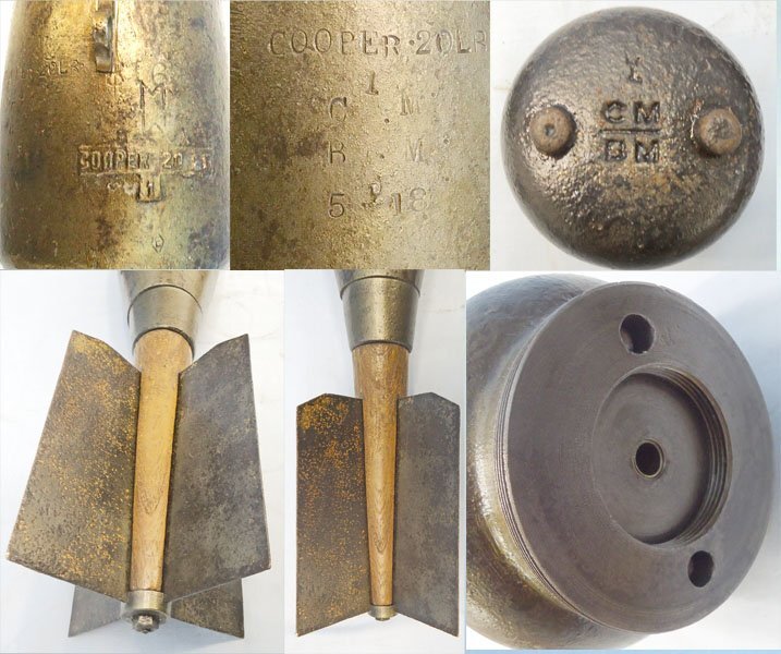  INERT DEACTIATED. *RARE*, British, WW1, 1918 Dated, Royal Naval Air Service 20lb H.E Mark I Cooper Aerial Bomb. - O 2276 INERT DEACTIATED. *RARE*, British, WW1, 1918 Dated, Royal Naval Air Service 20lb H.E Mark I Cooper Aerial Bomb. - O 2276  Other Ammunition