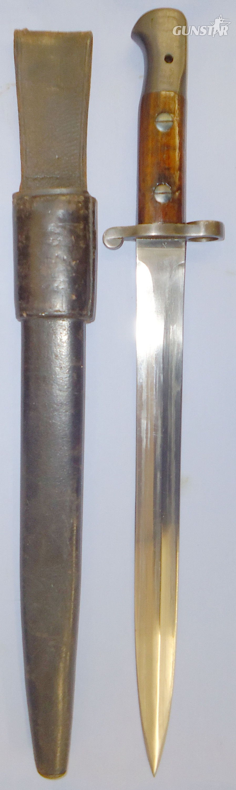 Scarce/Excellent* British ‘1903’ Pattern Bayonet Converted from ‘P1888’ and Land MkI Leather Scabbard and Frog. 22426:1 Bayonet