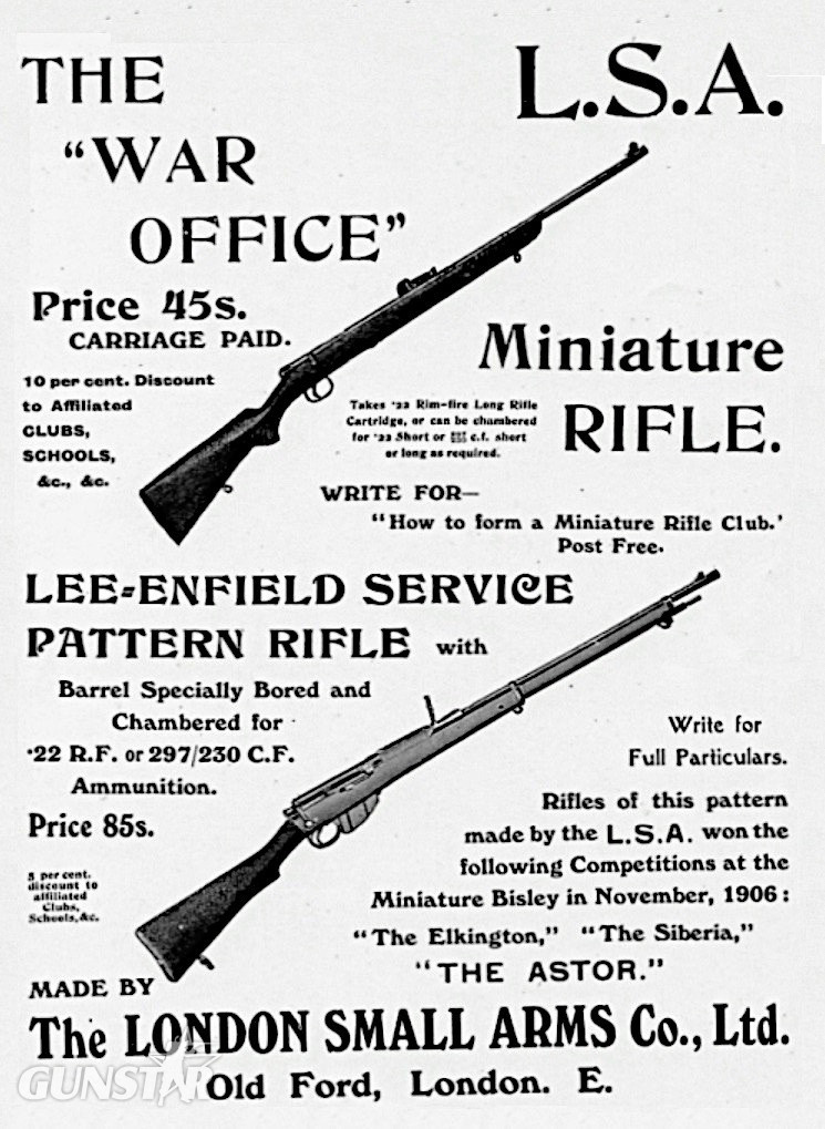 BSA War Office Pattern Miniature Rifle Bolt Action .22 Long Rifle (.22 LR) Rifle in 