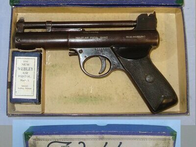 Boxed Pre WW2 'The Webley Mark 1' .177 Calibre Air Pistol. Sn 23484:62 air pistol .177