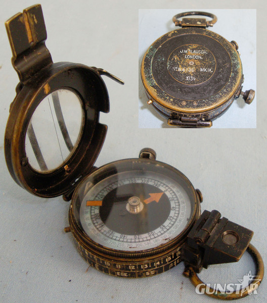  Cased, WWII 1939 British WD Officer\\\'s Pattern MK IX Military Marching Compass by J.M. Glauser. London  & WW II era Brown Leather Case By J.L.F. & Co With Shoulder Strap. MISC 911. Cased, WWII 1939 British WD Officer\\\'s Pattern MK IX Military Marching Compass by J.M. Glauser. London  & WW II era Brown Leather Case By J.L.F. & Co With Shoulder Strap. MISC 911. Other Accessory