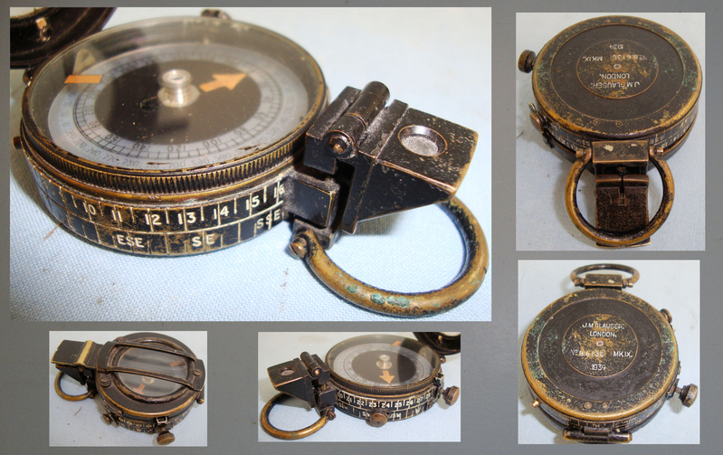 Cased, WWII 1939 British WD Officer\\\'s Pattern MK IX Military Marching Compass by J.M. Glauser. London  & WW II era Brown Leather Case By J.L.F. & Co With Shoulder Strap. MISC 911. Cased, WWII 1939 British WD Officer\\\'s Pattern MK IX Military Marching Compass by J.M. Glauser. London  & WW II era Brown Leather Case By J.L.F. & Co With Shoulder Strap. MISC 911. Other Accessory