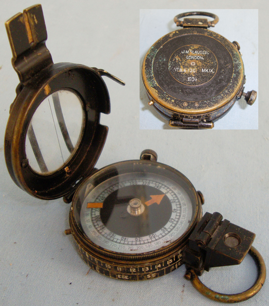  Cased, WWII 1939 British WD Officer\\\'s Pattern MK IX Military Marching Compass by J.M. Glauser. London  & WW II era Brown Leather Case By J.L.F. & Co With Shoulder Strap. MISC 911. Cased, WWII 1939 British WD Officer\\\'s Pattern MK IX Military Marching Compass by J.M. Glauser. London  & WW II era Brown Leather Case By J.L.F. & Co With Shoulder Strap. MISC 911. Other Accessory