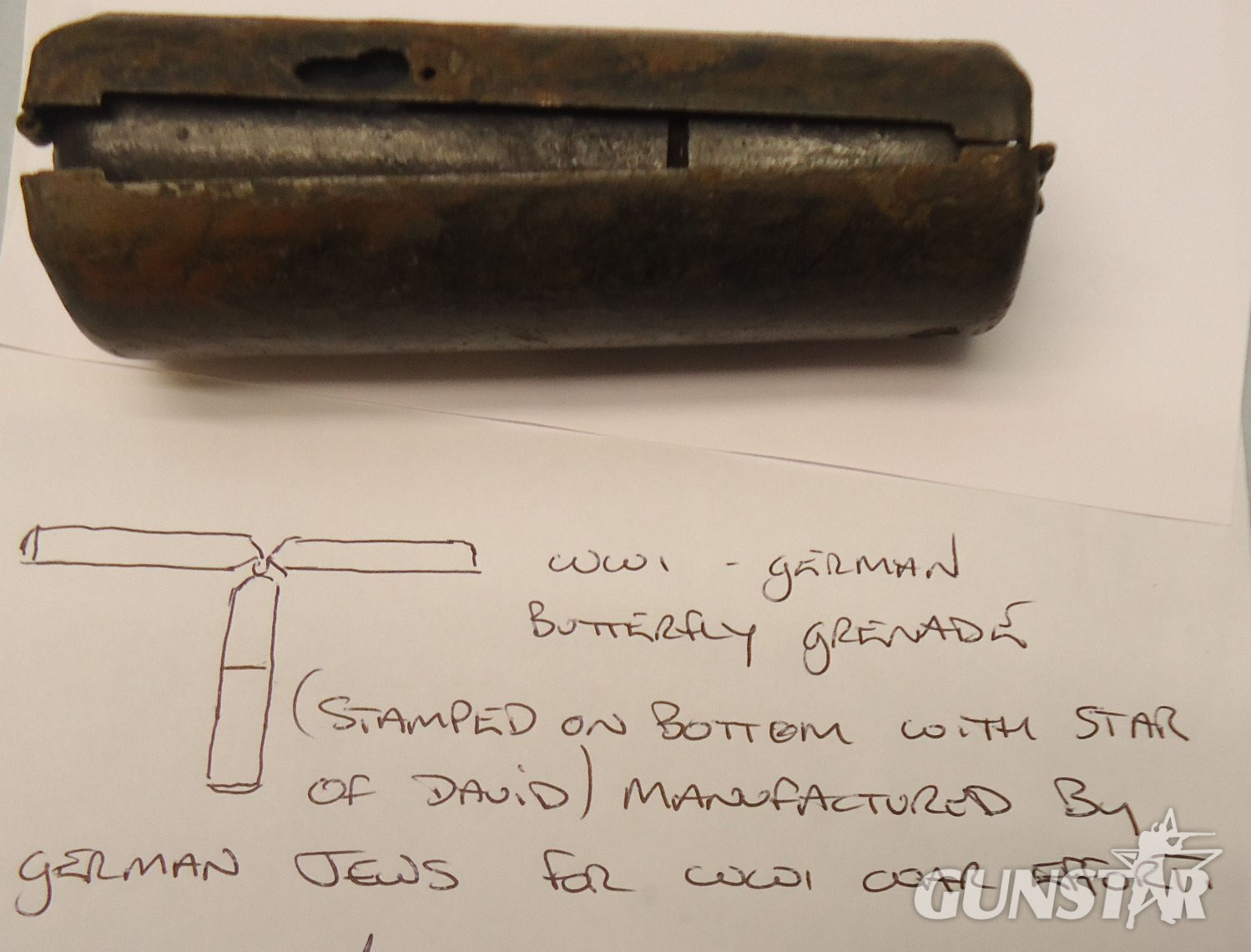  DEACTIVATED INERT. Very Rare German Early WW1 Butterfly Hand Grenade. Sn - 18210:18 DEACTIVATED INERT. Very Rare German Early WW1 Butterfly Hand Grenade. Sn - 18210:18  Other Ammunition