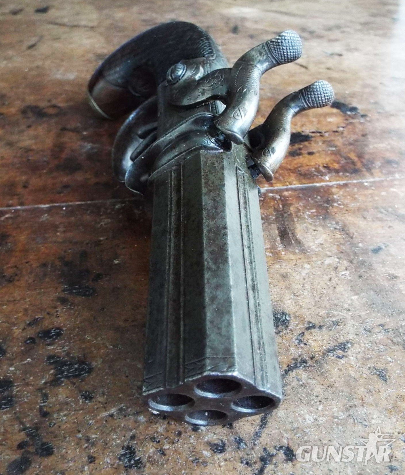 Southall of London Four barrel turn-over pistol .35 Muzzleloader in 