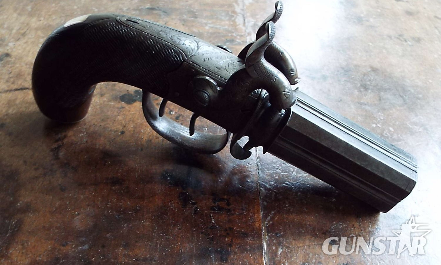  Southall of London Four barrel turn-over pistol .35 Muzzleloader
