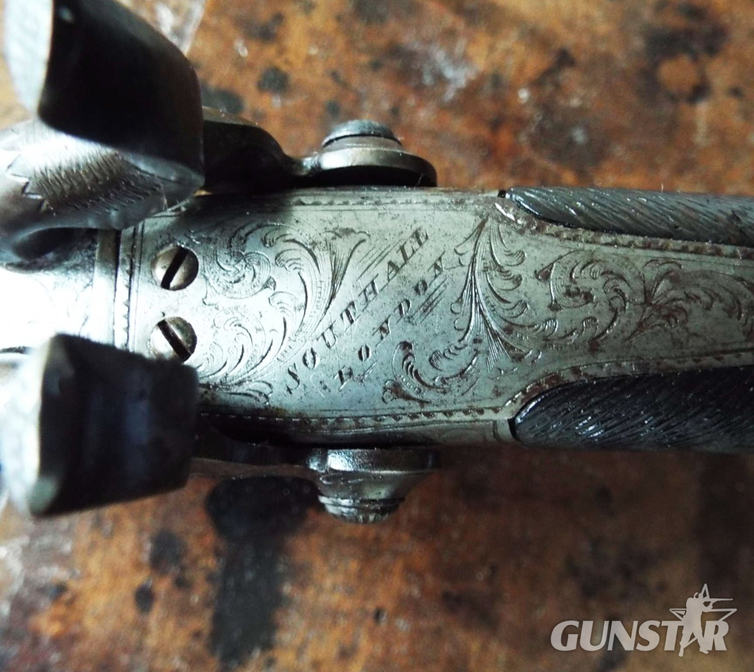 Southall of London Four barrel turn-over pistol .35 Muzzleloader - {CATEGORY} in 