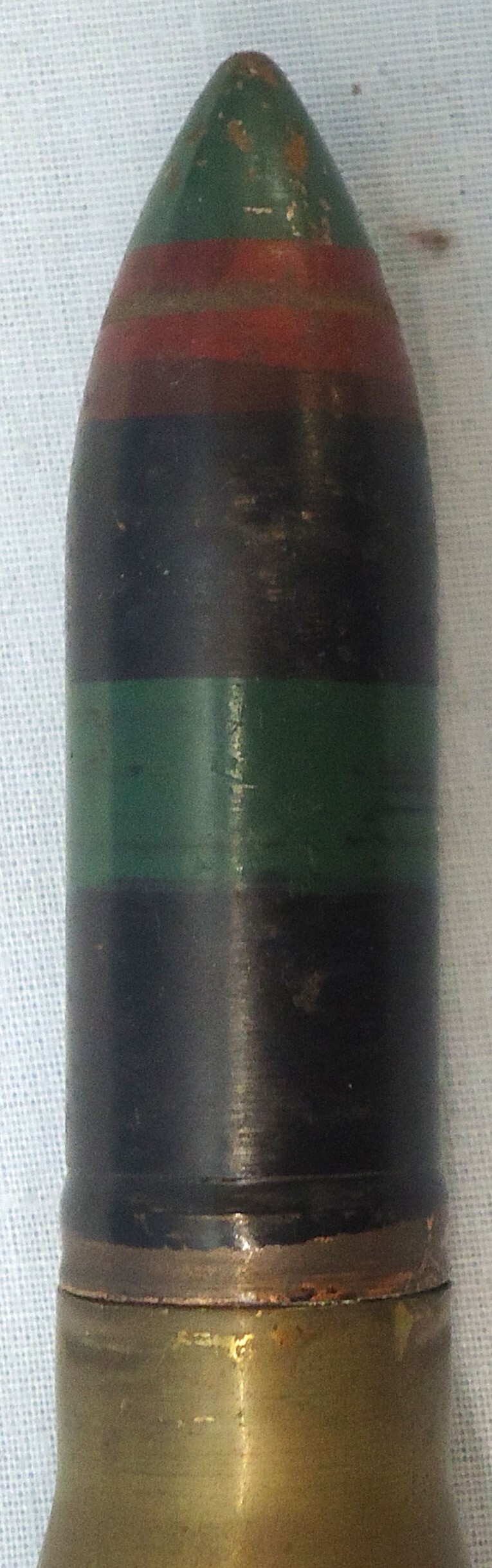 {CATEGORY} - Kynoch DEACTIVATED INERT. Unfired, British, Kynoch Made, 1934 Dated, 20mm Masden T2, (20x120) Tracer Round. - O 2017  Other Ammunition