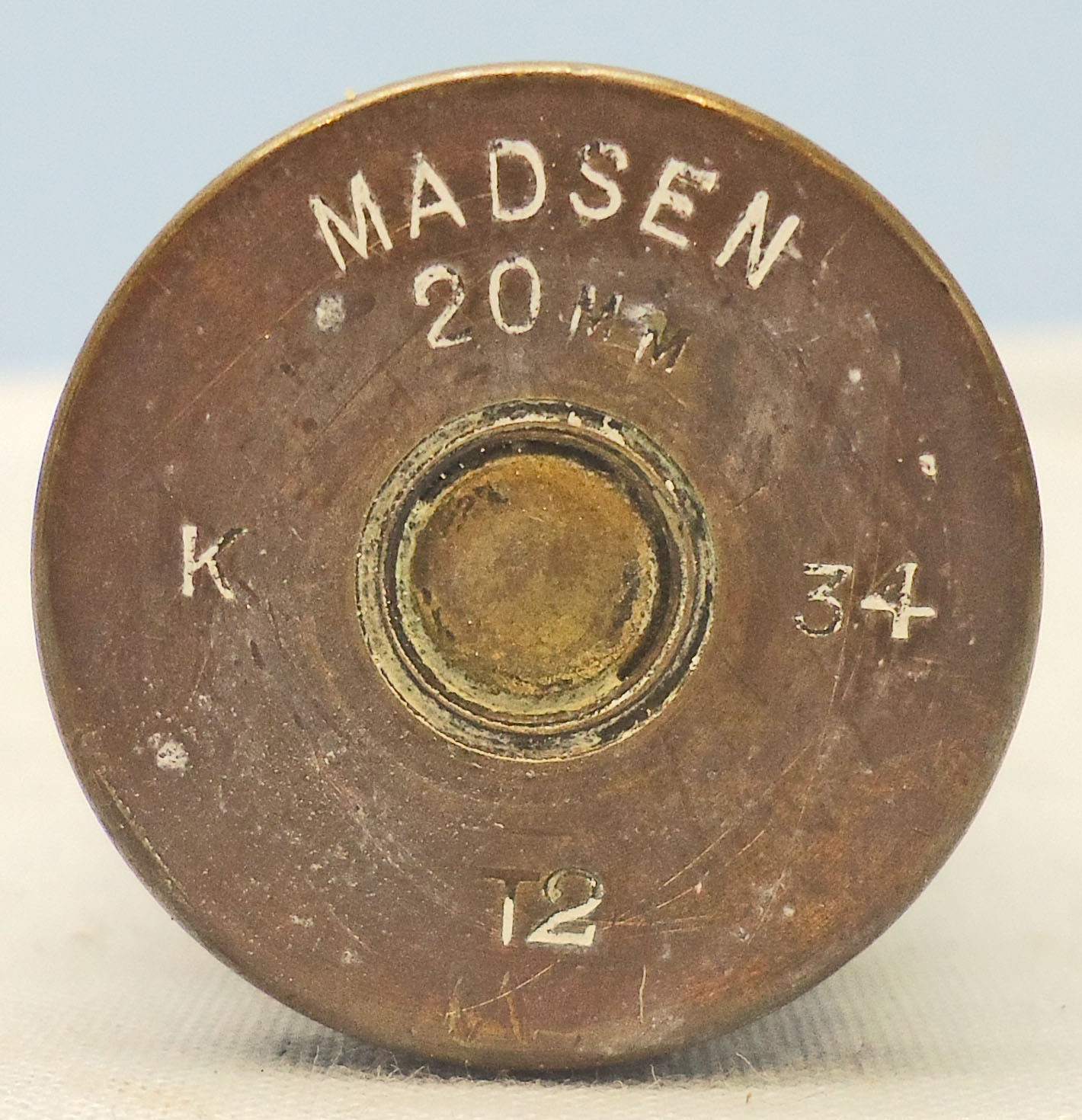 Kynoch DEACTIVATED INERT. Unfired, British, Kynoch Made, 1934 Dated, 20mm Masden T2, (20x120) Tracer Round. - O 2017  Other Ammunition 
