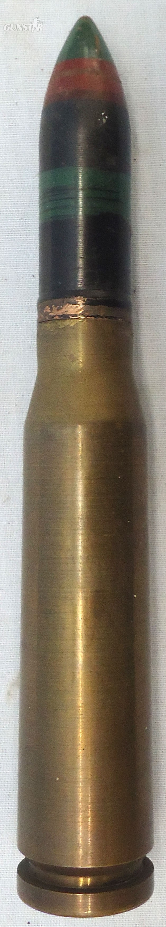 Kynoch DEACTIVATED INERT. Unfired, British, Kynoch Made, 1934 Dated, 20mm Masden T2, (20x120) Tracer Round. - O 2017  Other Ammunition - {CATEGORY} in 