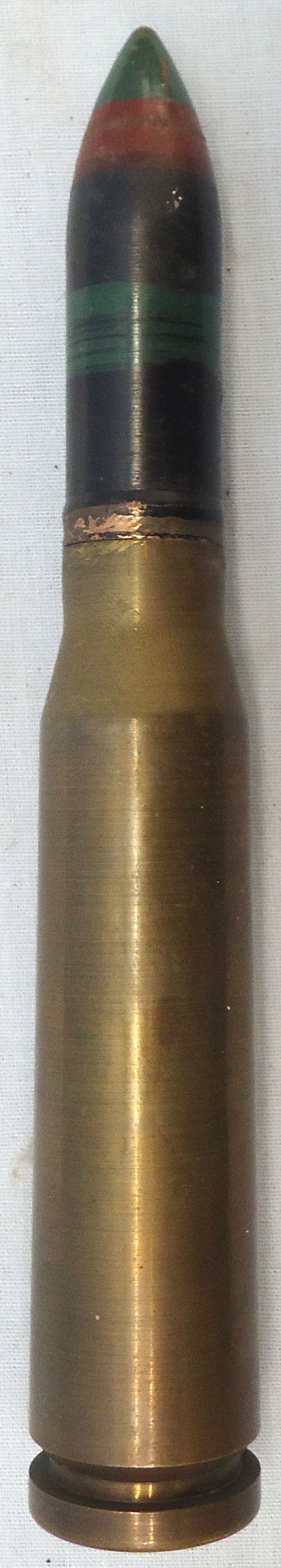 Kynoch DEACTIVATED INERT. Unfired, British, Kynoch Made, 1934 Dated, 20mm Masden T2, (20x120) Tracer Round. - O 2017  Other Ammunition - {CATEGORY} in 