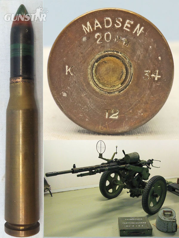 Kynoch DEACTIVATED INERT. Unfired, British, Kynoch Made, 1934 Dated, 20mm Masden T2, (20x120) Tracer Round. - O 2017  Other Ammunition in 