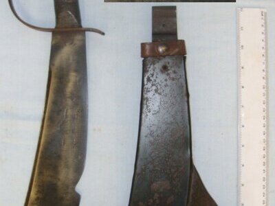 RARE**WW2 C1941 Pacific Theatre U.S. Marines & Signal Corps ‘Woodman’s Pal’ ( Aka LC-14-B) Fighting Machete With Scabbard. Sn 22164 Other Blade