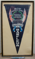 H.M.S Barfleur Felt Pennant Mounted and Framed. PI 134. H.M.S Barfleur Felt Pennant Mounted and Framed. PI 134. Antique & Militaria