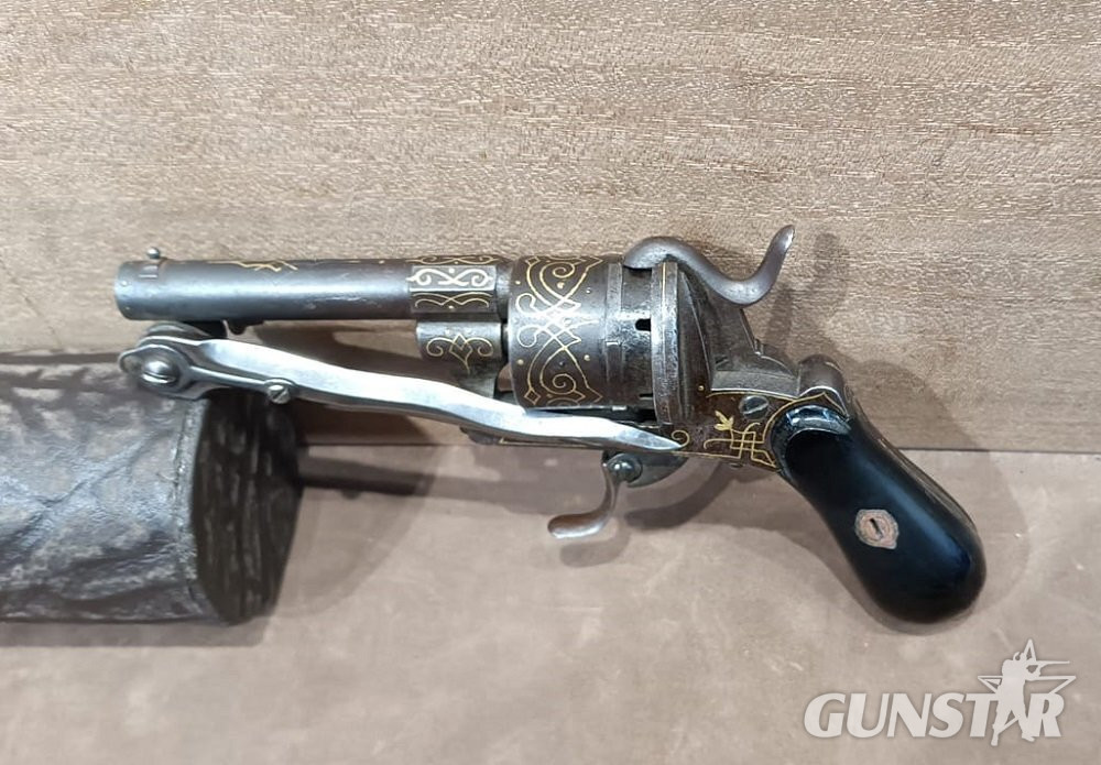 Belgian Pinfire 19th Century 7mm Revolver in 