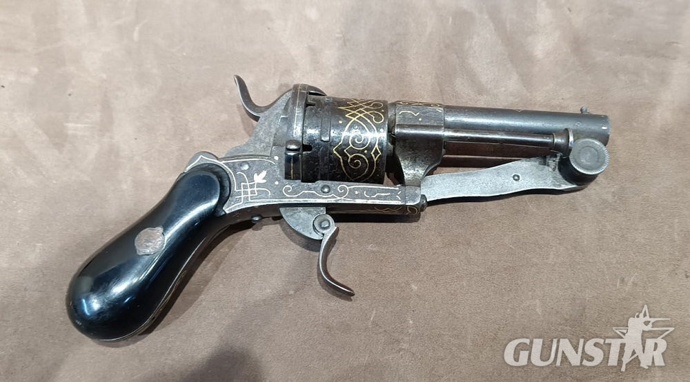 Belgian Pinfire 19th Century 7mm Revolver - {CATEGORY}
