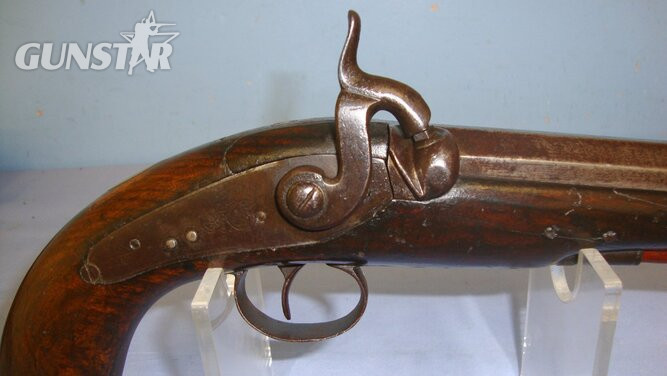 C1840 English Form 18 Bore Percussion Overcoat / Traveling Pistol With Octagonal Barrel. A 1097 / 21532:2 16 Bore/gauge Muzzleloader in 