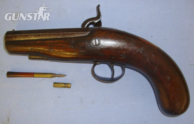  C1840 English Form 18 Bore Percussion Overcoat / Traveling Pistol With Octagonal Barrel. A 1097 / 21532:2 16 Bore/gauge Muzzleloader