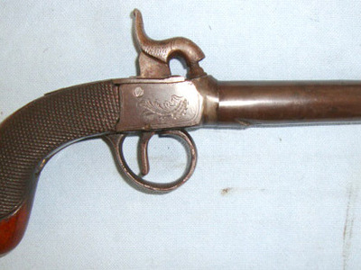 English .45" Bore Box Lock Percussion Pocket Pistol. .45 Muzzleloader