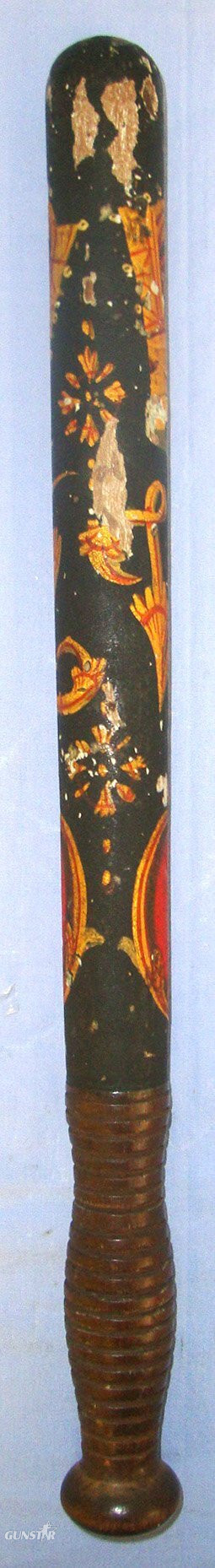  Victorian British Ebonised Wood Painted Police Truncheon With Panel ‘S.C.’ (Most Likely Special Constable). Sn 21834  Antique & Militaria