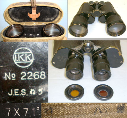  J.E.S. (Nikon)   7 X 71 Magnification, Binoculars With Additional Eye Piece Lens Shades & Tropic Sight & Optic