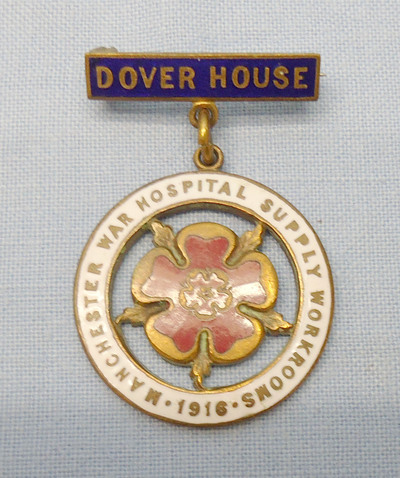 A Manchester War Hospital Supply Workrooms 1916 Enamel Badge With Dover House Bar & Wearers Pin. 10391:1. A Manchester War Hospital Supply Workrooms 1916 Enamel Badge With Dover House Bar & Wearers Pin. 10391:1. Other Accessory