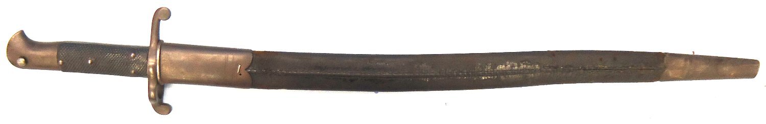 British, 1858 Dated, Pattern 1858 Yatahgan Bar on Band Sword Bayonet and Scabbard. BAYO 363 Bayonet - {CATEGORY}