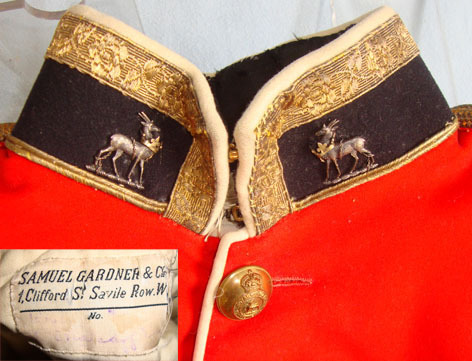  Samuel Gardner & Co, 1 Clifford Street, Saville Row W1 Royal Warwickshire Regiment 1st Lieutenant’s Red Dress Tunic . Clothing
