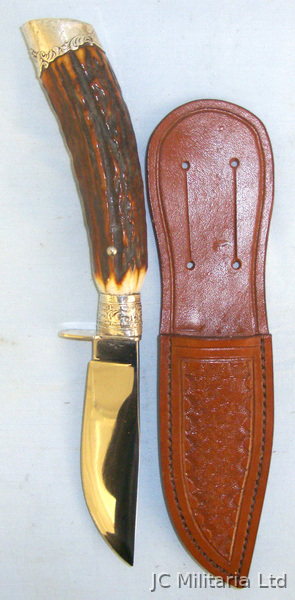 Edwardian 1903-1904 Sterling Silver Samuel & Herbert Biggin (Cambridge Street) S Hunting Knive in 
