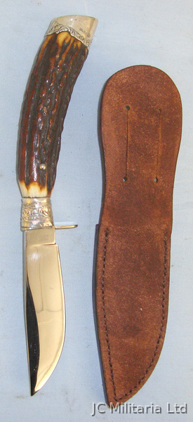  Edwardian 1903-1904 Sterling Silver Samuel & Herbert Biggin (Cambridge Street) S Hunting Knive
