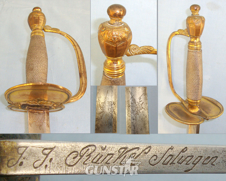 British 1796 Pattern Infantry Officers Sword With Etched Blade By JJ Runkel Solingen. Sword