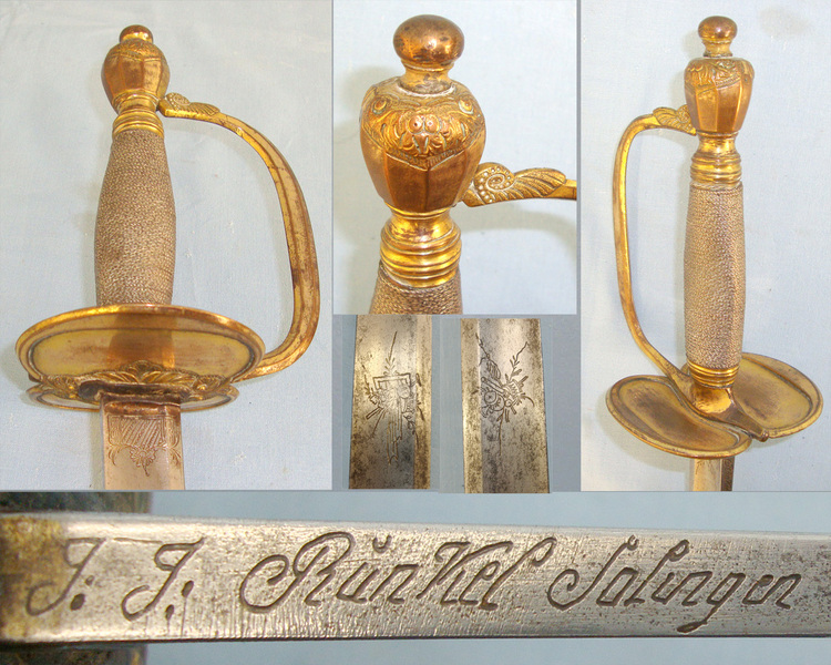British 1796 Pattern Infantry Officers Sword With Etched Blade By JJ Runkel Solingen. Sword