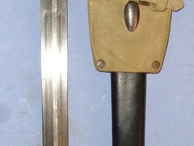 1897 British WD Sanderson Sheffield 1888 Pattern Mark 1, 2nd Type Lee Metford Rifle Bayonet, Scabbard & Slade Wallace Buff Leather Frog. Sn 21915 - Bayonet