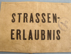 ‘Strassen Erlaubnis’ (Street Warden) Armband With Nazi Eagle National Emblem Sta Nazi German WW2 Era Nazi German ‘Strassen Erlaubnis’ (Street Warden) Armband Wit Other Accessory